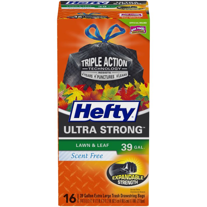 Photo 1 of **DAMAGED BOX**Hefty Ultra Strong Lawn & Leaf Trash Bags, Unscented, 39 Gallon, 16 Count