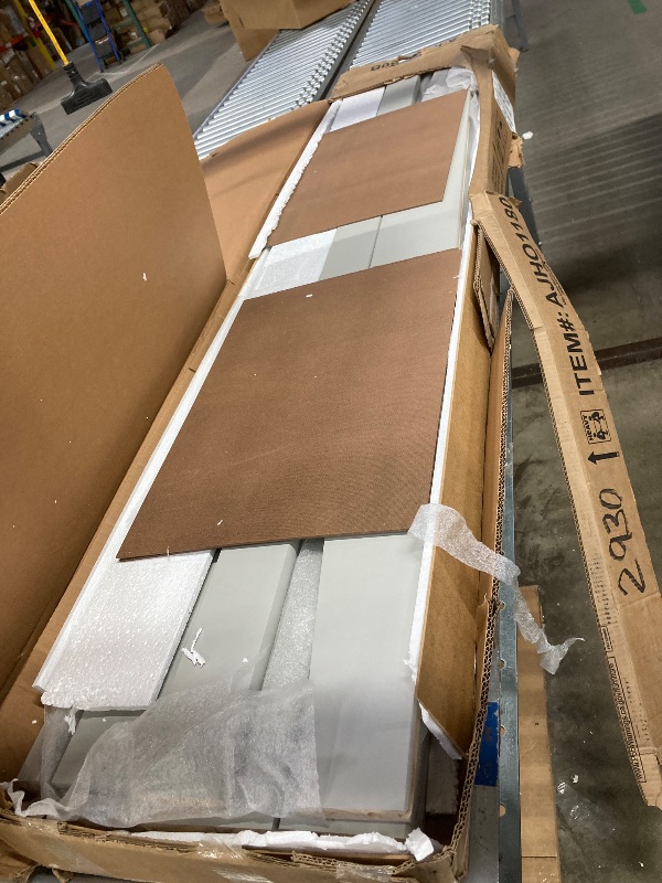 Photo 1 of **missing parts**Merax Queen Size Bed Frame with 2 Nightstands and 2 Floating Shelves, Contemporary Platform Bed with Brown Polyester Upholstered Headboard, Middle Legs Support, No Box Spring Needed