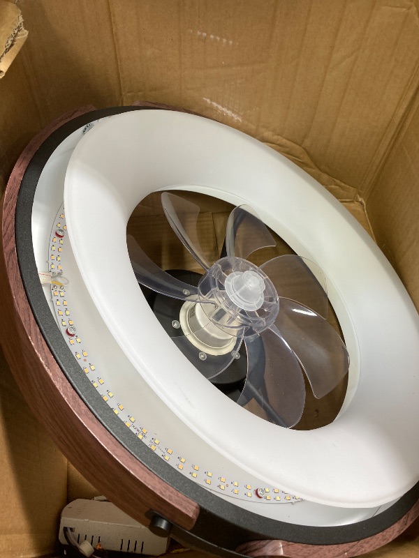 Photo 1 of ***MISSING PARTS**Carrefour Ceiling Fan with Light, 19.5'' Smart Low Profile Ceiling Fan, Flush Mount LED Fan with Remote, 6 Speeds, Reversible, Dimmable, RGB Ceiling Light for Bedroom, Kids Room (Matte Black)