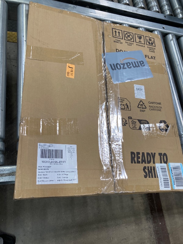 Photo 1 of **CRACK ON SIDE FRAME AND SCRATCH PLASTIC**MCS Studio Gallery 16x20 Poster Frame Walnut Woodgrain Engineered Wood, Vertical & Horizontal Wall Hanging Large Picture Frame for Photos, Posters & Art Prints (1-Pack)