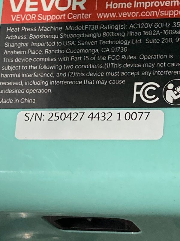 Photo 1 of ***MISSING POWER CORD -SELLING AS IS *** VEVOR Auto Hat Heat Press Machine, with 2pcs Interchangeable Platens, Automatic Open and Release, Touchscreen for Precise Time and Temperature Control, Heat Transfer Printing for Caps, Hats, Green   ***SOME SCUFFS/