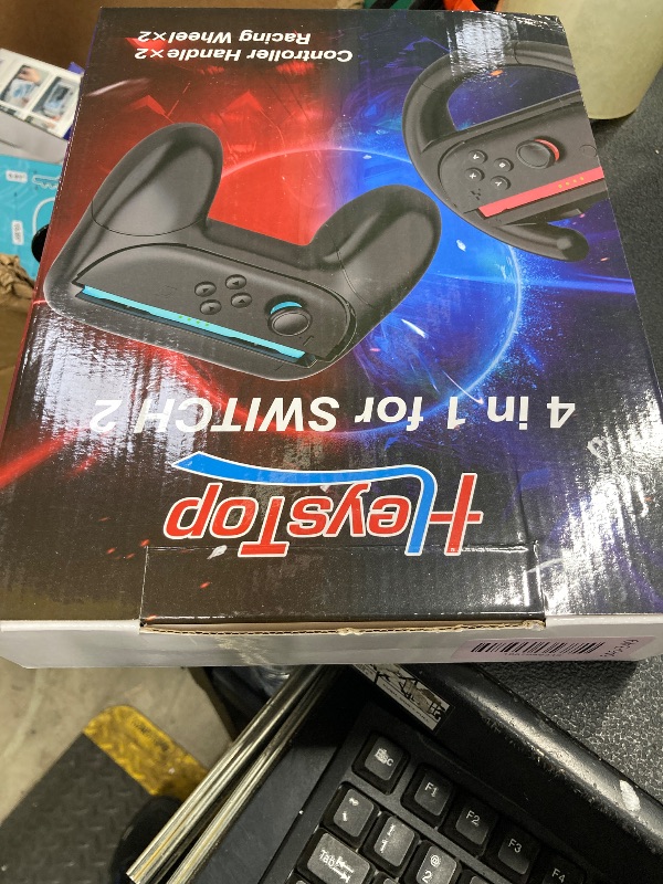 Photo 1 of [Switch 1/2 Compatible] Hand Grips and Ergonomic Racing Wheel Handle for Joy Cons Controller, Family Sports Party Pack Accessories Compatible with Nintendo...