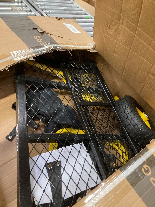 Photo 1 of ***MISSING PIECES -SELLING AS PARTS  ONLY*** Heavy Duty 1500 Lbs Capacity Mesh Steel Garden Cart Folding Utility Wagon with Removable Sides, Garden Cart on Wheels for Gardening Soil, Tools, and Plant Transport  ***SOME MISSING PARTS, SCUFFS/SCRATCHES, BOX