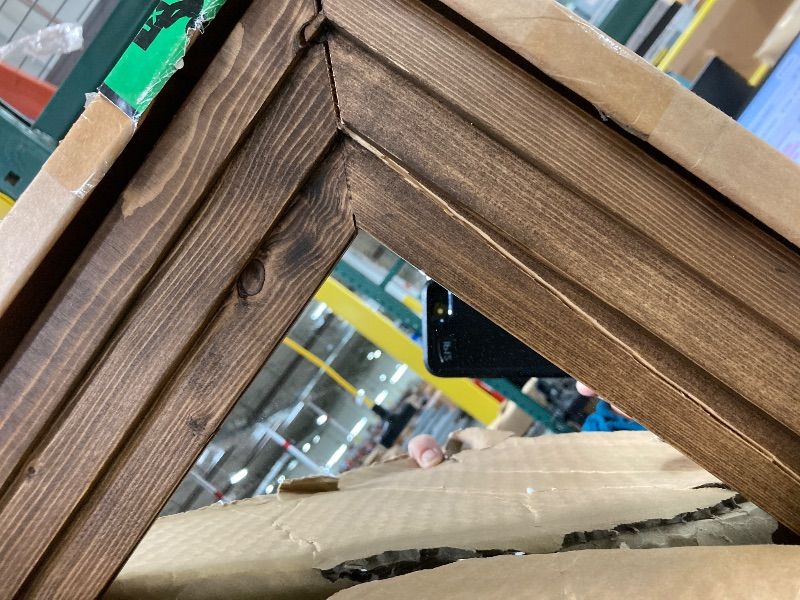 Photo 1 of **CRACK IN FRAME**ABSWHLM Full Length Mirror 65"x24" Solid Wood Frame Floor Large Mirror for Living Room, Bedroom Hanging or Leaning Wall-Mounted, Brown