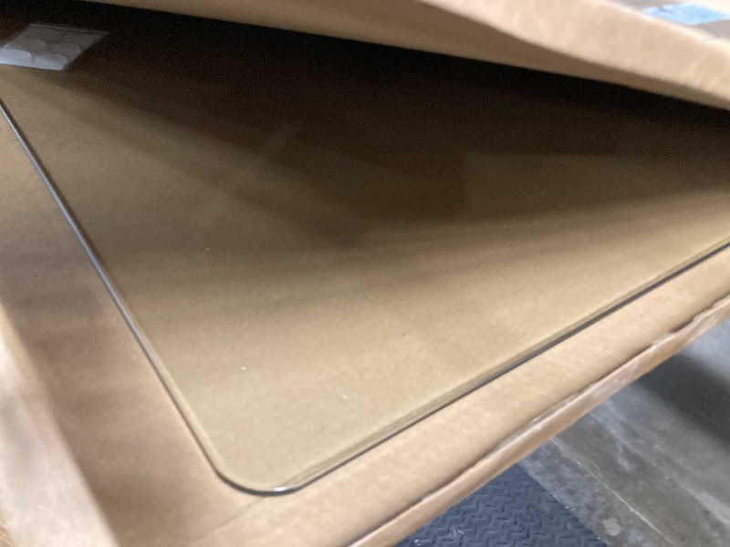 Photo 1 of [Tempered Glass] 36" x 55" Glass Chair Mat, Heavy Duty Hard Floor Mat with Round Corner and Polished Edge, Office Chair Mat for Carpet Office Home Hardwood Floor Desk