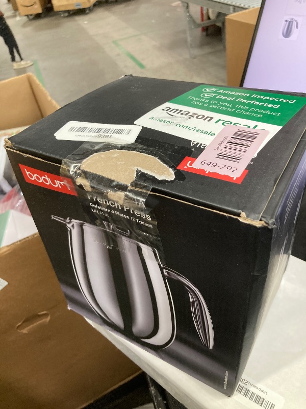 Photo 1 of ***LID DAMAGED -SELLING AS IS *** Bodum 51 oz Columbia Thermal French Press Coffee Maker, Insulated Double Wall Stainless Steel, Chrome