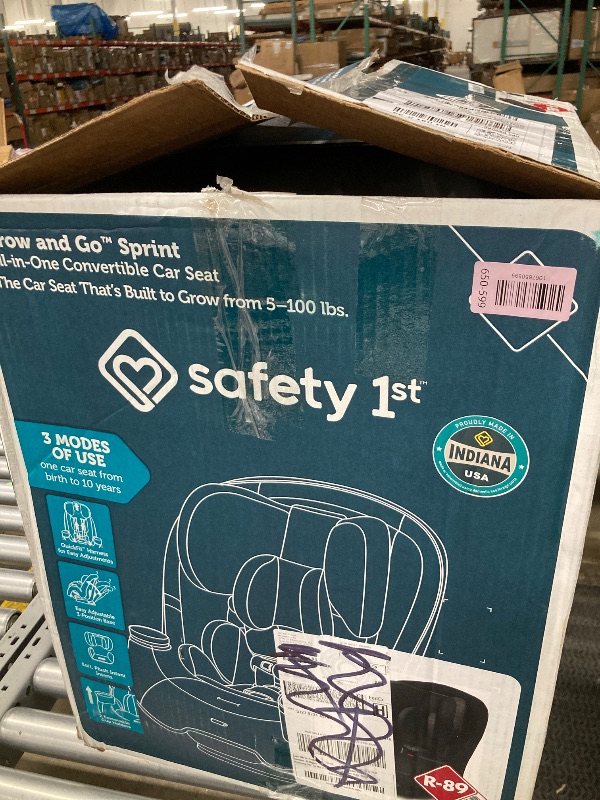 View 3 of **DirtySafety 1st Ellaris 3-in-1 Convertible Car Seat, Slim Fit Design, Rear & Forward-Facing, 5-Position Headrest, 3-Across Fit, Travel-Friendly with Machine-Washable Seat Pad, London Blue