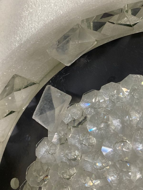 Photo 1 of ***DAMAGED- MISSING PART -SELLING AS IS PARTS ONLY *** Modern Crystal Flush Mount LED Ceiling Light - 8.3" Foyer & Bedroom Light Fixture for Bathroom, Hallway, Closet