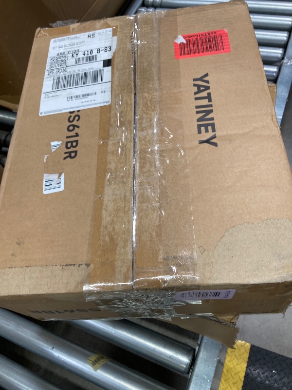 Photo 1 of **PARTS ONLY**YATINEY 12-Tier Narrow Shoe Rack, Tall Shoe Rack for 12-24 Pairs, Slim Shoe Storage Organizer with Wooden Top, Space Saving, Metal Frame, for Entryway, Rustic Brown and Black SS61BR