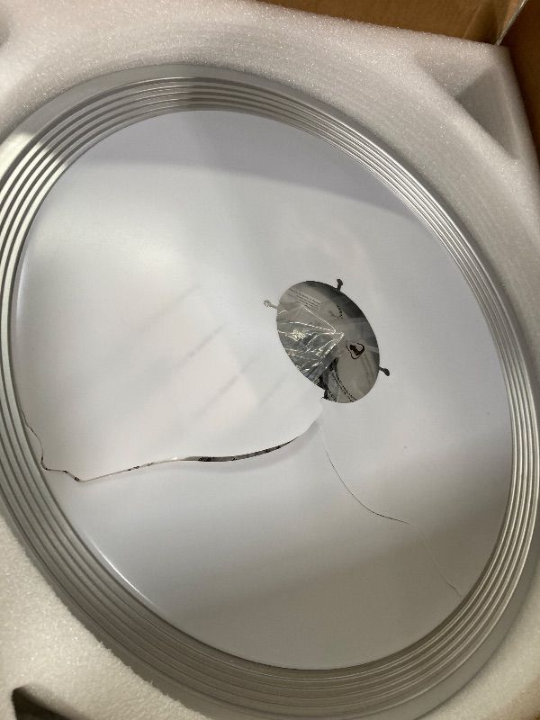 Photo 1 of **CRACKED PLASTIC COVER***48 inch Modern Retractable Ceiling Fan with Lights and Remote Control, 6Speed Dimmable Fandelier, Smart Ceiling Fan Light with Bluetooth Speaker, RGB Color Reversible Bedroom Living Room, Chrome