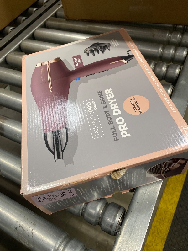 Photo 1 of ***MISSING PART -SELLING AS IS *** INFINITI PRO by CONAIR Hair Dryer, 1875W Blow Dryer with Diffuser and Concentrator Attachments, AC Motor with Ceramic Technology, 3 Heat & 2 Speed Settings, Plum
