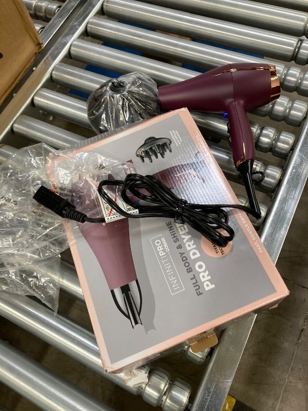 Photo 1 of ***MISSING PART -SELLING AS IS *** INFINITI PRO by CONAIR Hair Dryer, 1875W Blow Dryer with Diffuser and Concentrator Attachments, AC Motor with Ceramic Technology, 3 Heat & 2 Speed Settings, Plum
