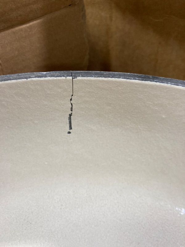 Photo 1 of **PAN HAS CRACK ON SIDE**Lodge 3.6 Quart Enameled Cast Iron Round Casserole With Lid– Dual Handles – Oven Safe up to 500° F or on Stovetop - Use to Marinate, Cook, Bake, Refrigerate and Serve – Oyster White