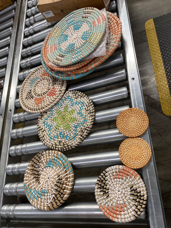 Photo 1 of **different model**Tatuo 11 Pcs Boho Wall Basket Decor Decorative Bulrush Woven Basket Wall Decor Art Round Farmhouse Hanging Baskets for Kitchen Rustic Home Summer Decorations, Multi Sizes(Farmhouse)