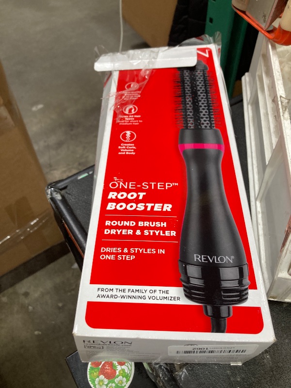 Photo 1 of ***used****REVLON One-Step Root Booster Hot Air Brush Styler and Dryer, Revive Styles and Add Volume to hair with this Dryer Brush, 1 ½ inch Barrel (Black)