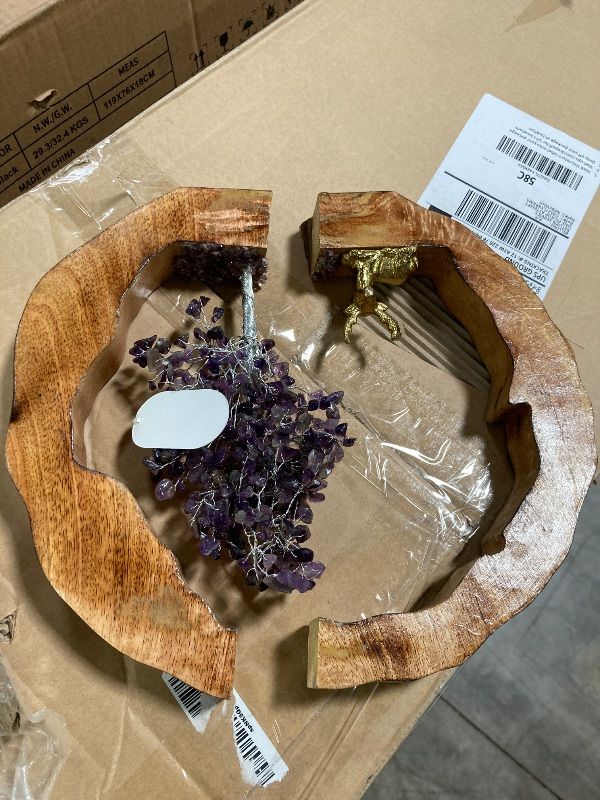 Photo 1 of **BROKEN**RITUALISTIC Amethyst Crystal Tree with Reindeer Handcrafted Feng Shui Gemstone Bonsai Tree Chakra Handmade Home Decor Wealth & Luck Crystal Showpiece Decorative Spiritual Gifts Valentine's Day Gifts