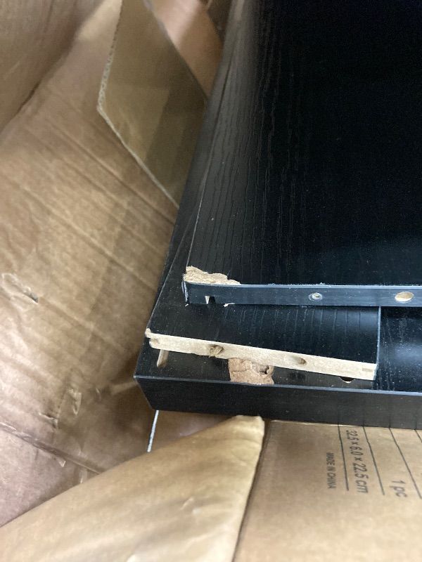 Photo 1 of **MISSING PARTS**RUMBALUXY Fluted Buffet Cabinet Sideboard with Storage, Wooden Credenza with 2 Doors & Adjustable Shelf, Modern 15" Deep Accent Cabinet for Living Room, Kitchen Dining Room Entryway,Black