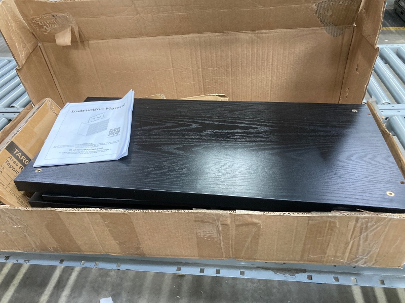 Photo 1 of **MISSING PARTS**RUMBALUXY Fluted Buffet Cabinet Sideboard with Storage, Wooden Credenza with 2 Doors & Adjustable Shelf, Modern 15" Deep Accent Cabinet for Living Room, Kitchen Dining Room Entryway,Black