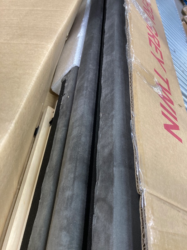 Photo 1 of ***A BOX OR MORE IS MISSING*ONLY PART OF ITEM INCLUDED***Meridian Furniture Geri Collection Modern | Contemporary Velvet Upholstered Bed with Piping on Headboard and Foorboard in Gold or Chrome Finish, Twin, Grey***A BOX OR MORE IS MISSING*ONLY PART OF IT
