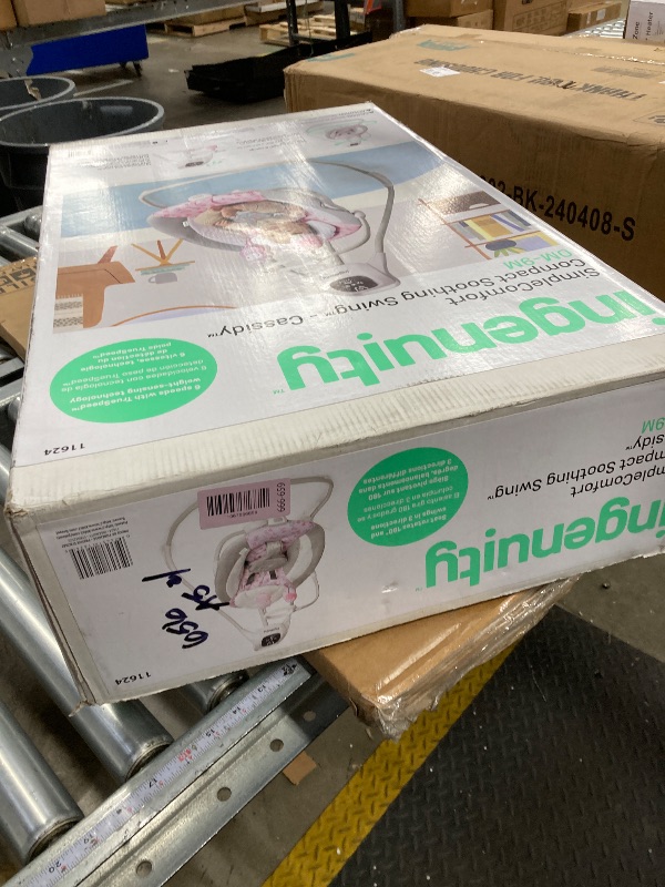 Photo 1 of ***Factory seal***

Ingenuity SimpleComfort Lightweight Compact 6-Speed Multi-Direction Baby Swing, Vibrations & Nature Sounds, 0-9 Months 6-20 lbs (Pink Cassidy)