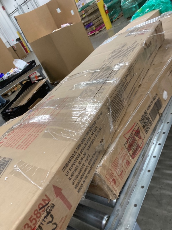 Photo 1 of ***Parts only***
***Missing box #3****

Merax Twin Over Twin Floor Bunk Bed with Storage Ladder and Guardrails, Wood Twin Bunk Bed for Kids Teens Adult, Natural