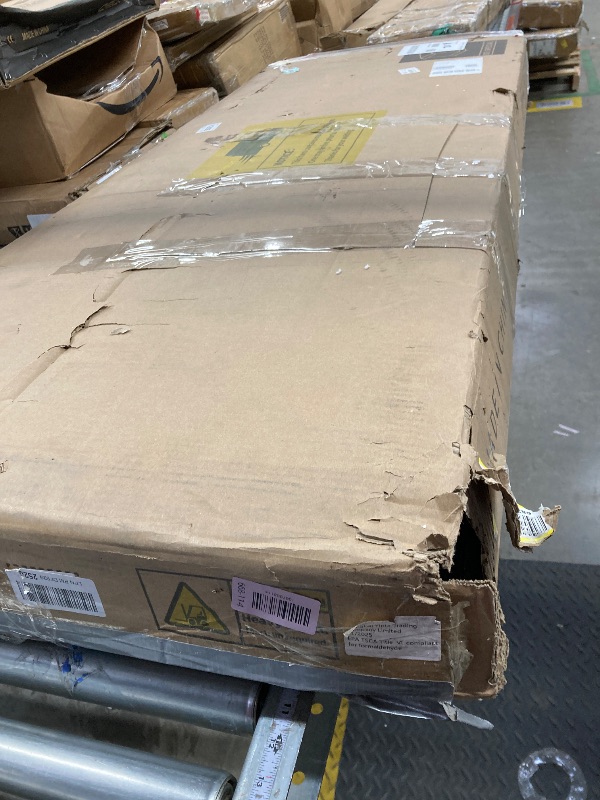 Photo 1 of ***No hardware and missing parts***DWVO 63 Inch Double Dog Crate Furniture for 2 Dogs, Heavy Duty Wooden Dog Crate TV Stand with Charging Station, Dog Kennel Indoor Furniture Double Sliding Barn Door Design Ideal for 2 Dogs, Oak***No hardware and missing 