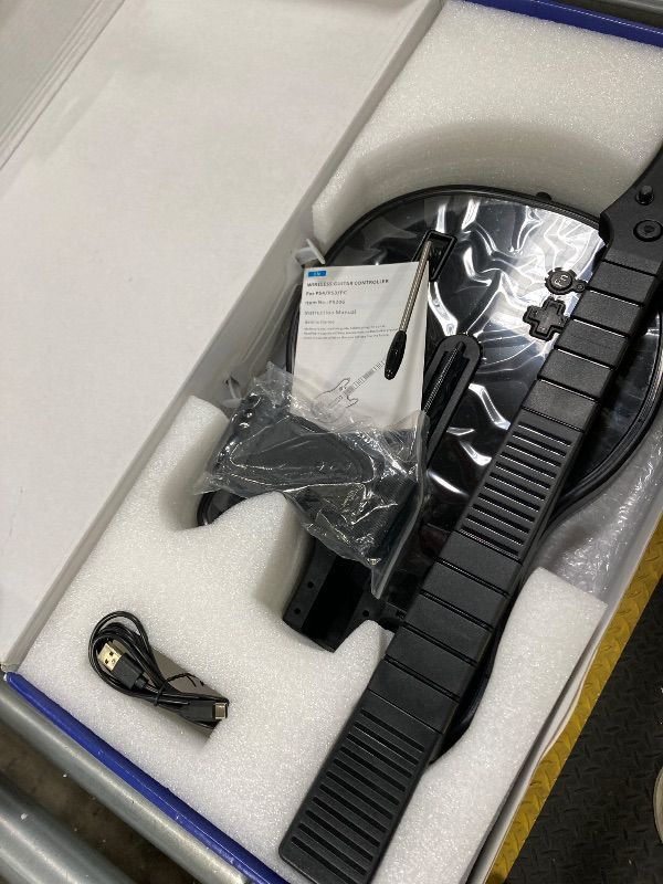 Photo 1 of ***MISSING PART -SELLING AS IS *** JJDWIN Wireless Guitar Hero Controller for PS4/PS3/PC, Rock Band & Clone Hero Games with RGB Light, Fortnite Festival with Strap & Wireless Dongle,Black