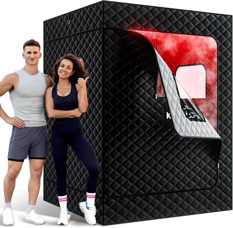 Photo 1 of ***DAMAGED -SELLING AS IS *** KASUE Upgraded 2 Person Portable Infrared Sauna Box Indoor, Outdoor, Gym, Red