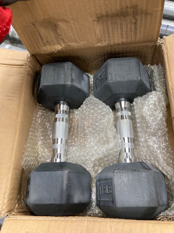 Photo 1 of Hex Dumbbell Rubber Encased Strength Training Dumbbells, Hand Weight For Workout & Exercise/Pair of 17.5LB