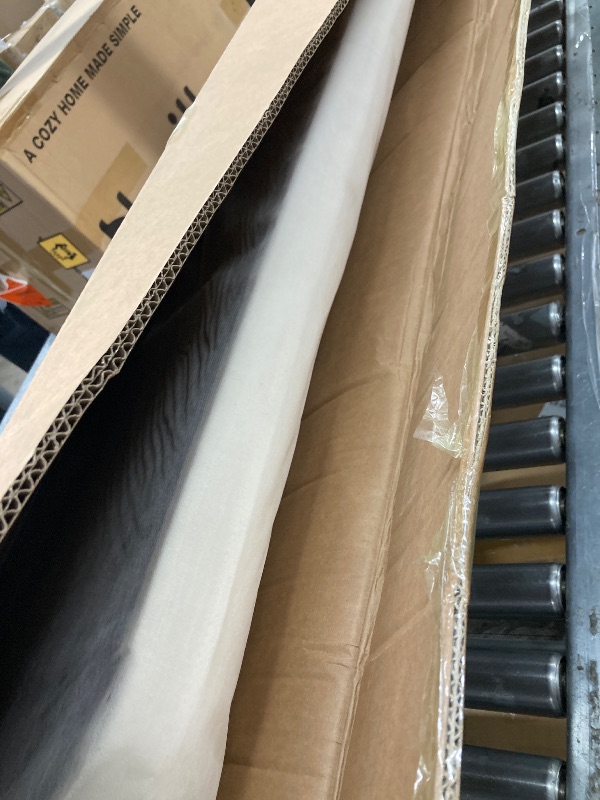 Photo 1 of **missing parts**Merax Modern Queen Size Linen Fabric Upholstered Platform Bed with Curved Shaped Headboard, Wood Bed Framewith with Solid Legs for Kids Teens Adults, White