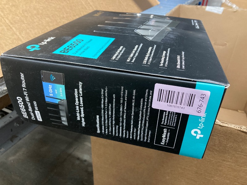 Photo 1 of ***No power adapter***TP-Link BE6500 Dual-Band WiFi 7 Router (BE400) – Dual 2.5Gbps Ports, USB 3.0, Covers up to 2,400 sq. ft., 90 Devices, Quad-Core CPU, HomeShield, Private IoT, Free Expert Support***No power adapter***