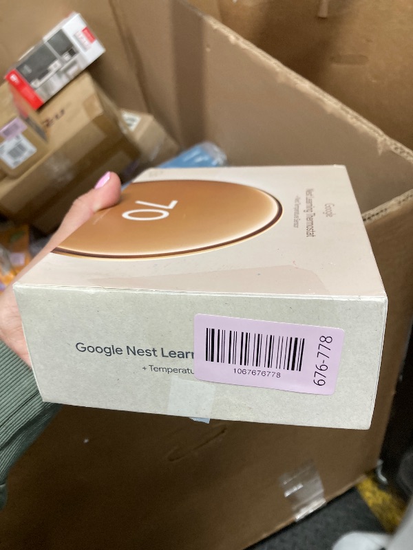 Photo 1 of ***MISSING PIECES -SELLING AS INCOMPLETE*** Google Nest Learning Thermostat (4th Gen, 2024) with Nest Temperature Sensor - Energy Saving Smart Thermostat - Compatible with Alexa, Apple HomeKit and Google Home App - Polished Gold