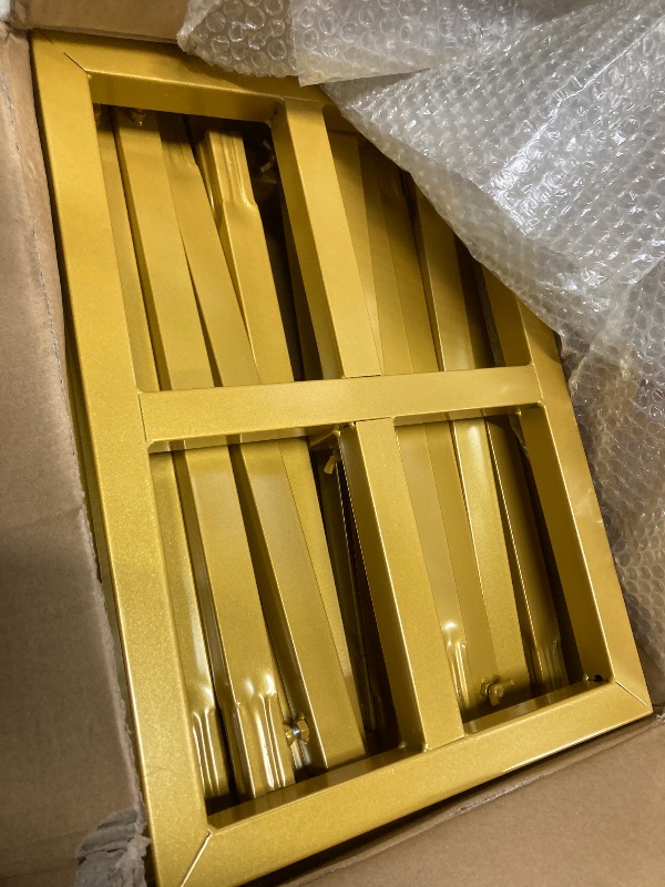 Photo 1 of ***OPEN BOX, MISSING DRAPE KIT -SELLING AS IS*** Fomcet 10FT x 10FT Backdrop Stand Heavy Duty with Base, Gold Portable Adjustable Pipe Square Metal Arch Party Frame for Wedding Birthday Parties Banquet Decorations