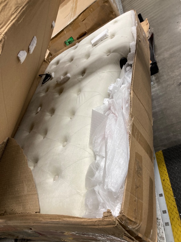 Photo 1 of ***BOX 1 OF 2 -MISSING BOX#2 -SELLING AS PARTS ONLY*** 
Platform Bed Frame Twin Size,Tufted Upholstered Twin Beds Frames with Storage,Elegant Bedframe Set for All Ages with Trundle,Slats,No Box Spring Needed,Without Mattress,Type-C Charging Ports,Beige