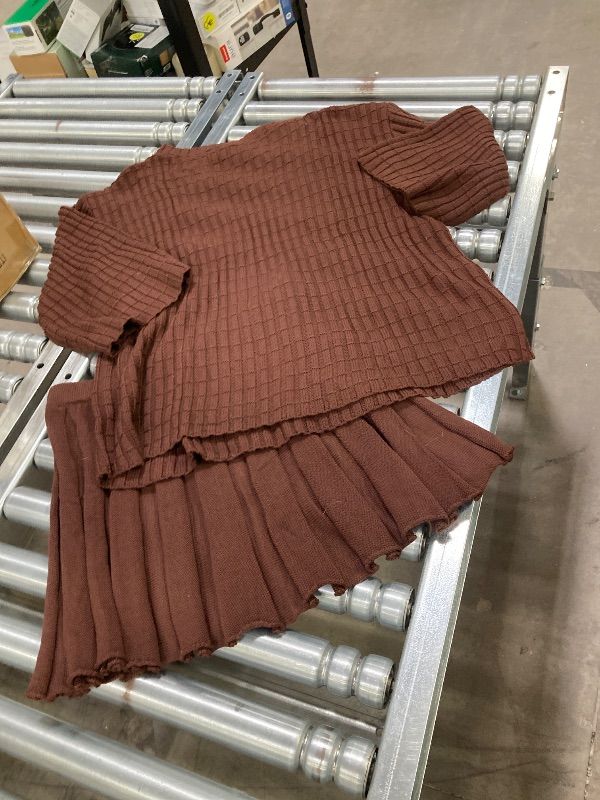 Photo 1 of ***USED*** SENSERISE Skirt Sets Women 2 Piece Outfits Sweater Set Travel Outfits Long Sleeve Tops and Mini Skirt Loungewear(Coffee,L)