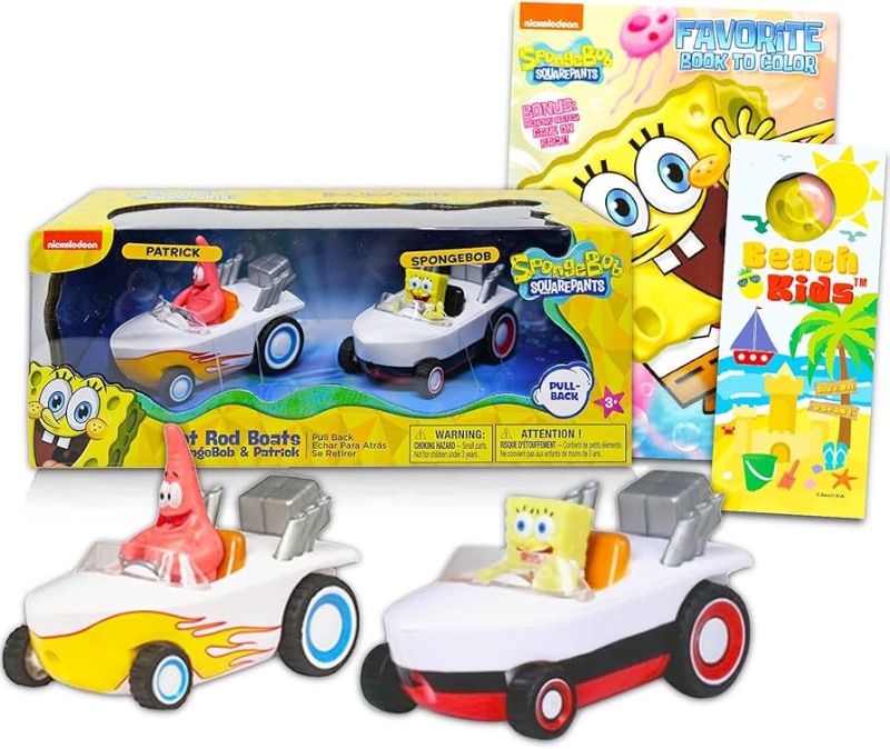 Photo 1 of 
Spongebob Squarepants Hot Rod Boat Race Bundle - 2 Pack Spongebob & Patrick Pull Back Hot Rod Boats with Spongebob Play Pack and More (Spongebob Boat Cars)

