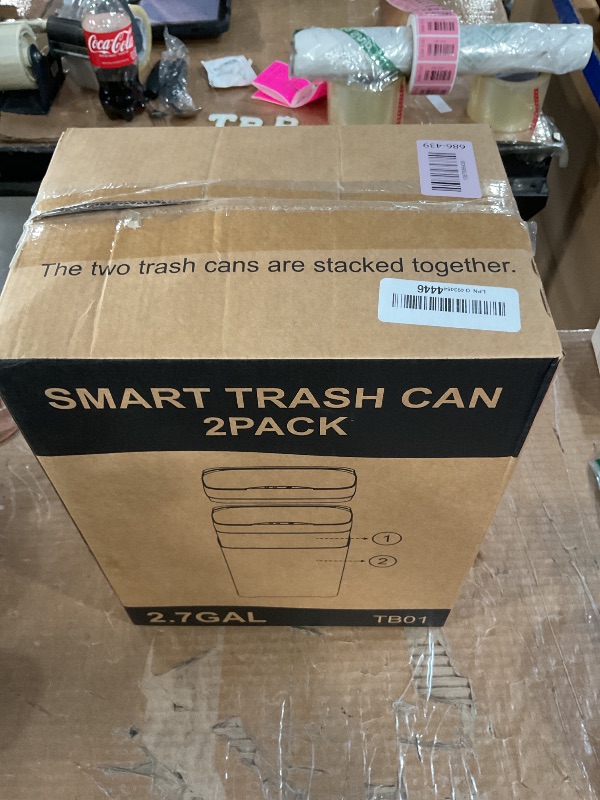 Photo 1 of ***DAMAGED - SEE NOTES/PICTURES***
Vanpopubs 2 Pack 2.7 Gal Bathroom Trash Can with Lid, Automatic Trash Can Small Smart Garbage Can Touchless, Slim Motion Sensor Waterproof Plastic Trash Bins for Bedroom Office Kitchen Toilet