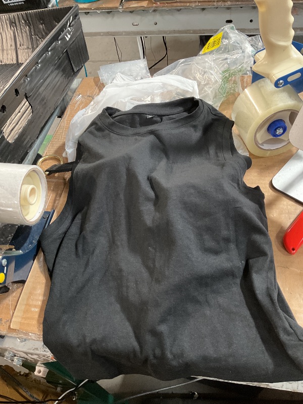 Photo 1 of ***STOCK IMAGE FOR REFERENCE***
 Tank Tops for Women V Neck Ribbed Knit Slim Fitted Sleeveless Basic Tee Tanks Casual Summer Clothes 2026 Black Size M