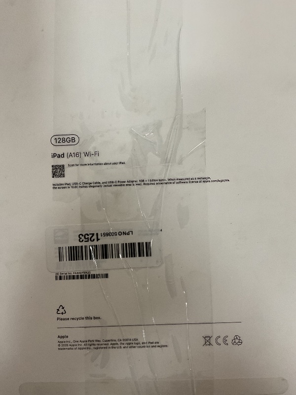 Photo 1 of ***Damaged screen *** Apple iPad 11-inch: A16 chip, 11-inch Model, Liquid Retina Display, 128GB, Wi-Fi 6, 12MP Front/12MP Back Camera, Touch ID, All-Day Battery Life — Blue