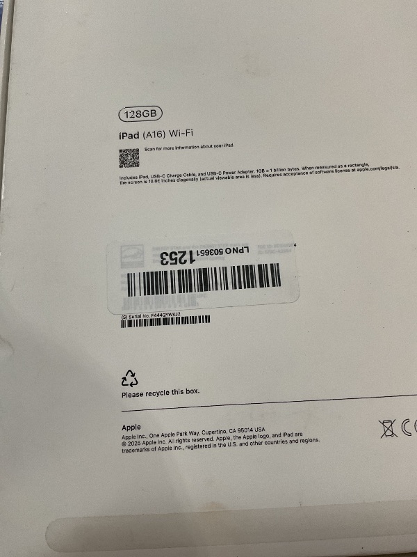 Photo 1 of ***Damaged screen *** Apple iPad 11-inch: A16 chip, 11-inch Model, Liquid Retina Display, 128GB, Wi-Fi 6, 12MP Front/12MP Back Camera, Touch ID, All-Day Battery Life — Blue