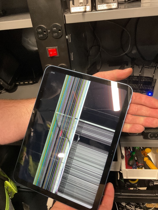 Photo 1 of ***Damaged screen *** Apple iPad 11-inch: A16 chip, 11-inch Model, Liquid Retina Display, 128GB, Wi-Fi 6, 12MP Front/12MP Back Camera, Touch ID, All-Day Battery Life — Blue