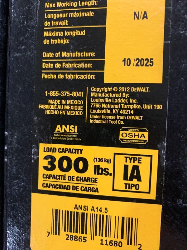 View 4 of *** truck/trailer pick up only*** DeWalt Type IA 300lb Rated FG Extension w/ProTop 24' DXL3020-24PT