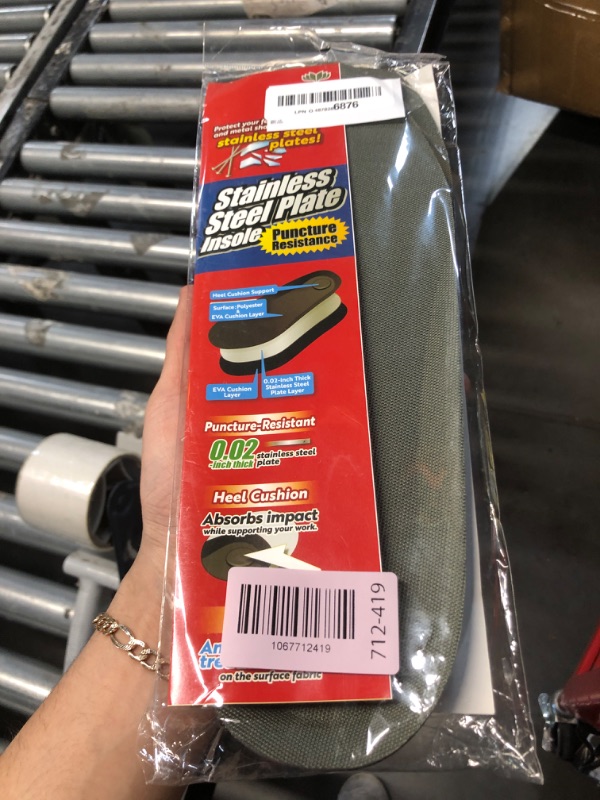 Photo 1 of ???? Puncture Resistant Stainless Steel Insole with Shock-Absorbing Cushion Suitable for Work Boots and Safety Shoes (Size 3XL: 11.8–12.2 inches)