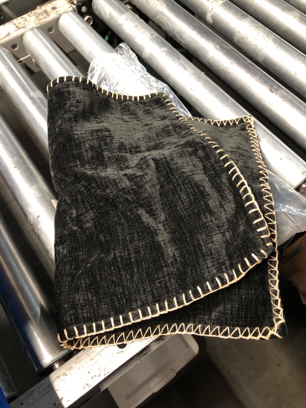 Photo 1 of ***STOCK PHOTO FOR REFERENCE ONLY*** Pack of 2 Couch Throw Pillow Covers 18x18 Inch Black Farmhouse Decorative Pillow Covers with Stitched Edge Soft Chenille Solid Dyed Pillow Covers for Sofa Bed Living Room