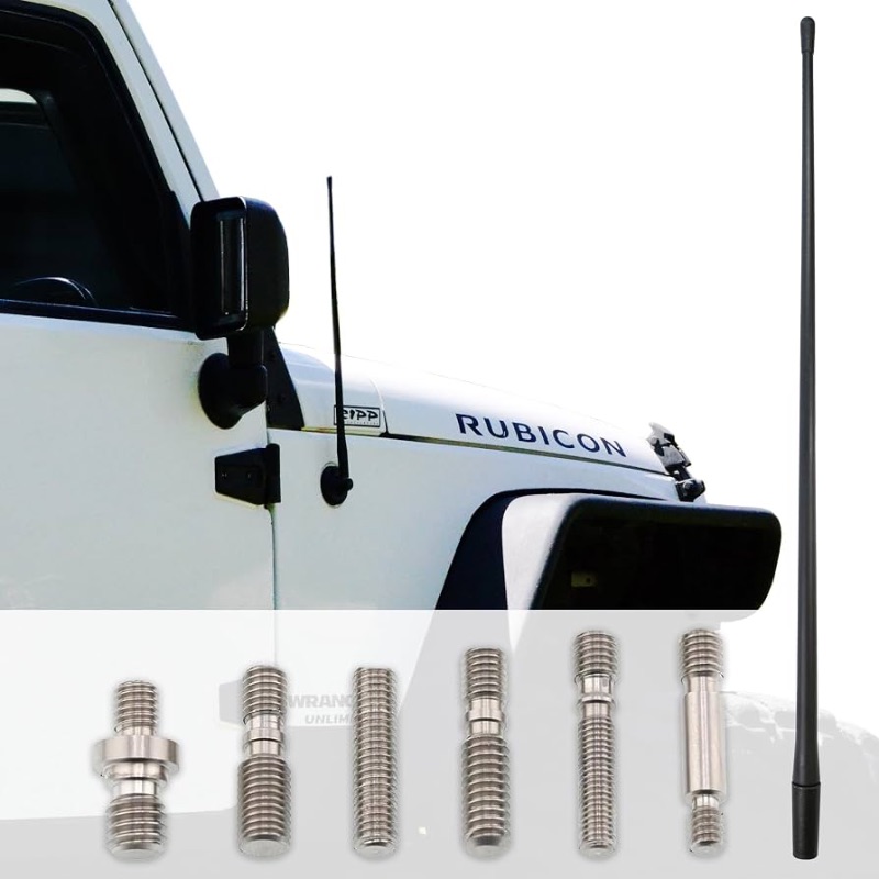 Photo 1 of ***STOCK PHOTO FOR REFERENCE ONLY*** Black Short Rubber 17-Inch Universal Car Antenna Kit - Durable, Flexible Outdoor FM Radio Antenna for Cars, Trucks, SUVs - Easy Installation, Stainless Steel Threads, Enhanced Reception