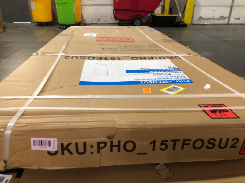 Photo 1 of ***FACTORY SEALED*** Frameless Sliding Glass Shower Door 56–60 Inch W x 76 Inch H – Single Sliding Door with Fixed Panel, 8mm Tempered Glass, Stainless Steel Round Rail, Matte Black