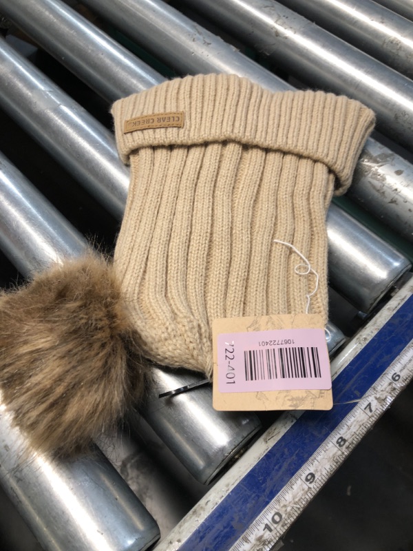Photo 1 of  ***STOCK PHOTO FOR REFERENCE ONLY*** Clear Creek Girls' Cable Pom Beanie BEIGE 

