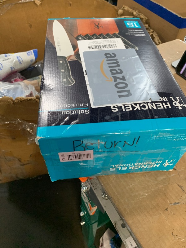 Photo 1 of ***MINOR DAMAGE***
HENCKELS Solution Razor-Sharp 15-pc Knife Set, Chef Knife, Bread Knife, Steak Knife, German Engineered Informed by 100+ Years of Mastery, Black/Stainless Steel