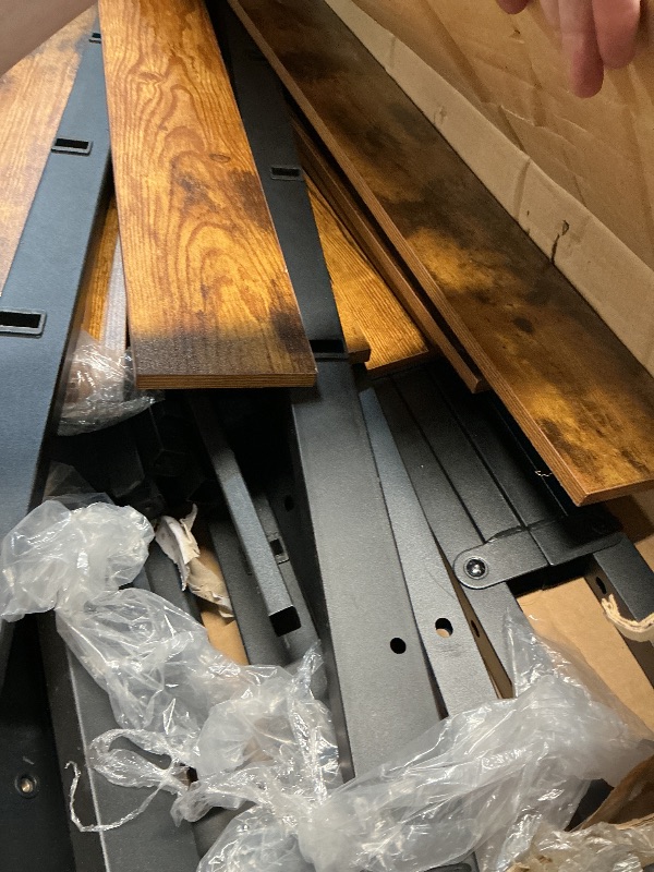 Photo 1 of ***MISSING PARTS SEE COMMENTS******Sweetcrispy Queen Size Bed Frame with Headboard, 800LBS Mattress Foundation with All Sturdy Metal Support, Under Bed Storage, No Box Spring Needed, Easy Assembly, Rust Brown