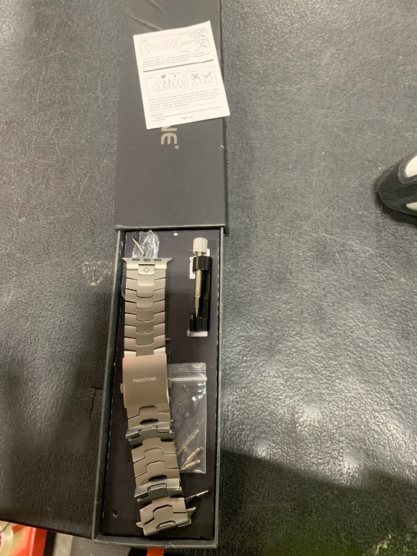 Photo 1 of FiNESTONE AGIS01 Titanium Band Compatible with Apple Watch Ultra 2/1 49mm, Series 10 46mm - Military-Grade DLC Coating, Scratch Resistant & Durable Adjustable Strap for Men - Folding Clasp, Sliver